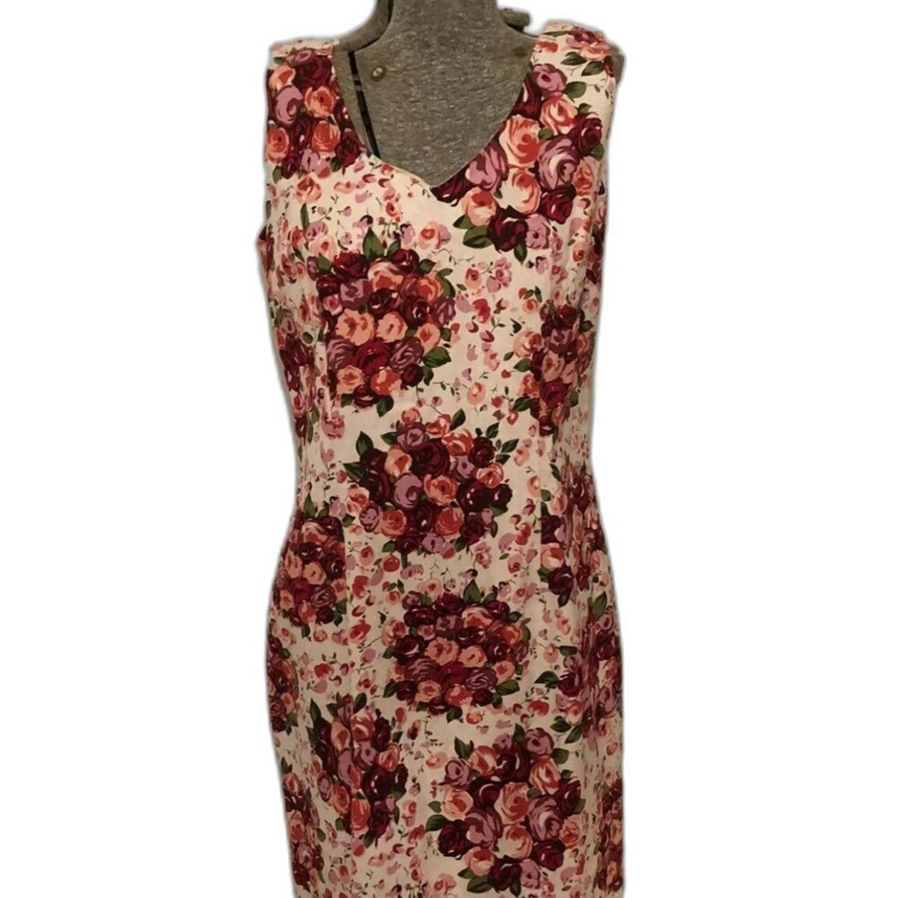 B MOSS SIZE 6 LINEN BLEND FLORAL SLEEVELESS DRESS